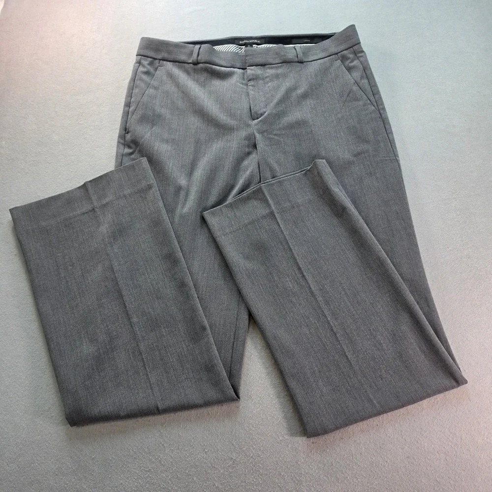 Banana Republic Logan Dress Pants Mens 34x32 Dark Grey Straight Leg Stretch SP18